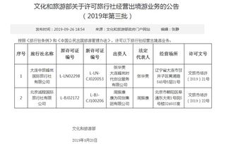 文化和旅游部擴大出境游經營主體，兩家旅行社獲準開展出境游業務